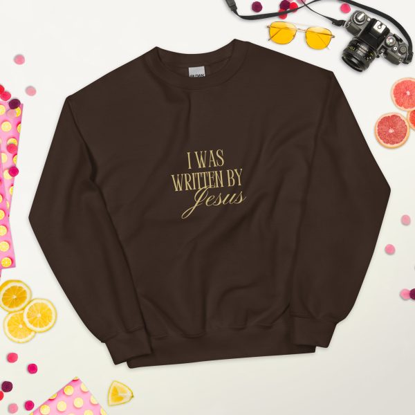 I Was Written By Jesus - Dark + Gold Letter Unisex Sweatshirt