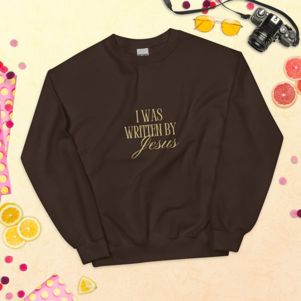 I Was Written By Jesus - Dark + Gold Letter Unisex Sweatshirt - Image 11