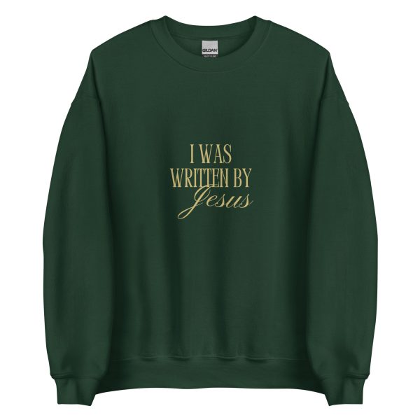 I Was Written By Jesus - Dark + Gold Letter Unisex Sweatshirt - Image 5