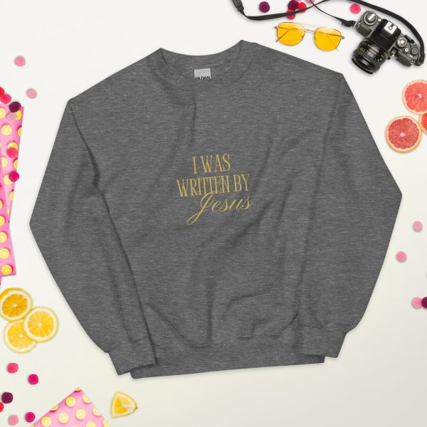 I Was Written By Jesus - Dark + Gold Letter Unisex Sweatshirt - Image 24