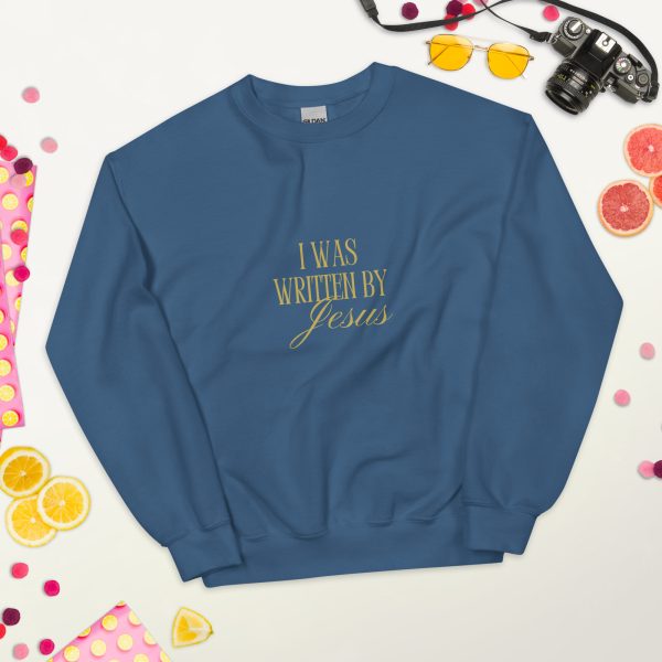 I Was Written By Jesus - Dark + Gold Letter Unisex Sweatshirt - Image 19