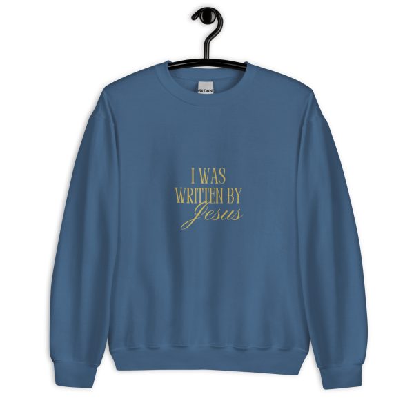I Was Written By Jesus - Dark + Gold Letter Unisex Sweatshirt - Image 5