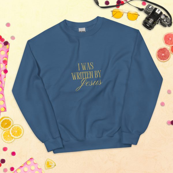 I Was Written By Jesus - Dark + Gold Letter Unisex Sweatshirt - Image 18