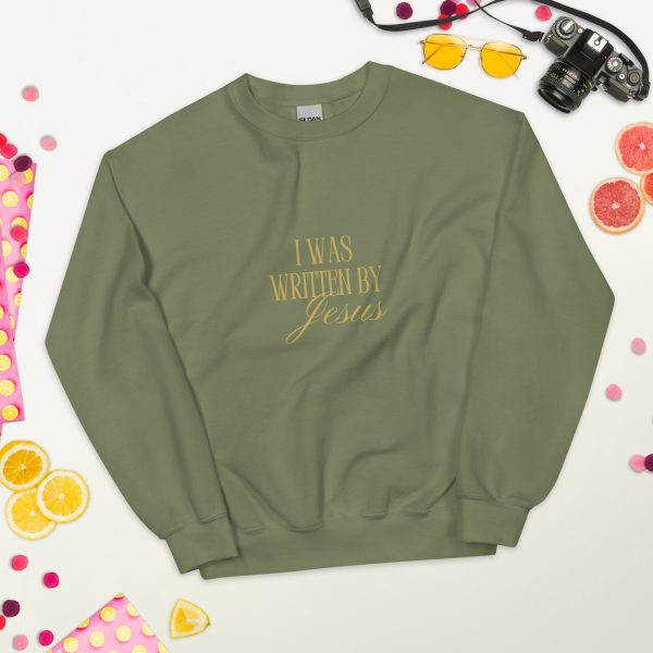 I Was Written By Jesus - Dark + Gold Letter Unisex Sweatshirt - Image 27