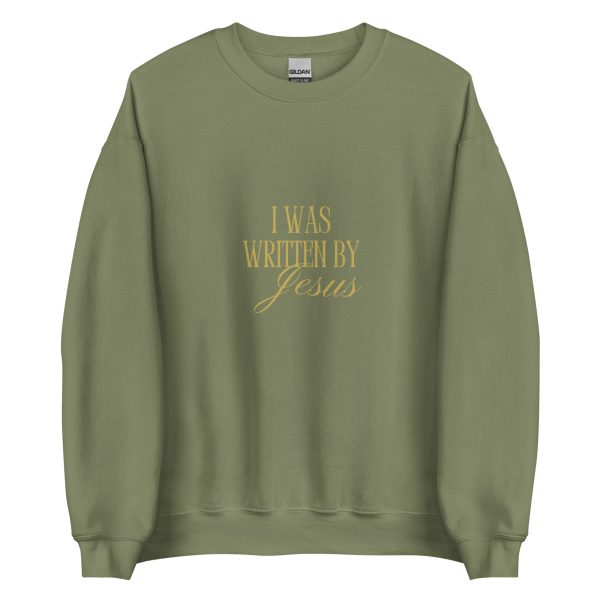 I Was Written By Jesus - Dark + Gold Letter Unisex Sweatshirt - Image 11