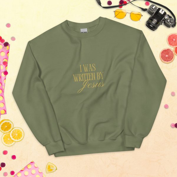 I Was Written By Jesus - Dark + Gold Letter Unisex Sweatshirt - Image 26